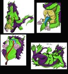 3_toes 4_fingers 4_toes abdominal_bulge almost_fully_inside anthro balls barefoot belly big_belly biped black_body black_fur black_hair black_spots black_tail blue_eyes blue_tongue butt claws collar duo eyes_closed feet fingers fully_inside fur genitals green_body green_claws green_fur green_tail hair head_first holding_leash holding_object kneeling larger_anthro larger_male leash leash_in_mouth leashed_prey long_hair lying male male/male male_pred male_prey markings multicolored_body multicolored_fur multicolored_tail neck_bulge nude object_in_mouth on_back oral_vore partially_inside pawpads pink_pawpads purple_body purple_fur purple_tail size_difference smaller_anthro smaller_male spots spotted_body spotted_fur spotted_markings spotted_tail tail tail_markings teeth toe_claws toes tongue tongue_out two_tone_body two_tone_fur two_tone_tail vore vore_tether white_balls white_body white_claws white_fur yellow_body yellow_fur yellow_sclera yellow_tail booshie kibacheetah cheetah felid feline mammal sergal 2011 digital_media_(artwork) sequence