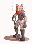 anthro biped clothed clothing fluffy fully_clothed gardening gardening_tools gloves handwear male neck_tuft shovel solo tools tuft toru_r8 league_of_legends riot_games tencent fan_character teemo_the_yiffer mammal yordle hi_res