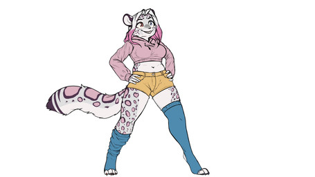 anthro bottomwear clothed clothing dancing dressing_up female happy heterochromia highlights_(coloring) hoodie legwear lgbt_pride looking_at_viewer markings music navel pansexual_pride_clothing pansexual_pride_colors panties pride_colors shorts simple_background simple_coloring solo spots spotted_body spotted_markings spotted_tail stockings tail tail_markings topwear underwear not_a_lil_pesto rat_dance jannet_cornwall felid feline mammal pantherine snow_leopard absurd_res animated hi_res huge_filesize meme short_playtime sound video