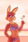 anthro beach bikini clothing eyewear female food fruit glass lemon obscured_eyes plant seaside solo sun sunglasses sunset swimwear two-piece_swimsuit hasukii sammfeatblueheart twix_(sammfeatblueheart) lagomorph leporid mammal rabbit 2:3