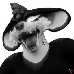 ambiguous_gender anthro big_ears biped brand_of_sacrifice clothed clothing eye_mist facial_markings freckled_face freckles fully_clothed head_markings manga_style markings neck_tattoo open_mouth snout snout_markings solo latiospegasus berserk_(series) mikey_the_hyena hyena mammal spotted_hyena 1:1 3d_(artwork) absurd_res bust_portrait digital_media_(artwork) greyscale hi_res monochrome portrait