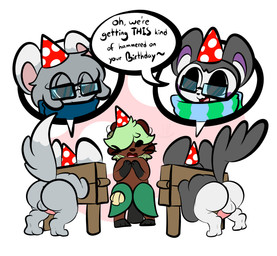 alternate_color anthro backsack balls bdsm birthday birthday_sex bondage bound butt erection feet genitals group male membrane_(anatomy) patagium penis restraints sex simple_background smile stocks text thefablednekos nintendo pokemon emolgack fan_character jay_(thefablednekos) dewott emolga generation_5_pokemon mammal minccino mustelid pokemon_(species) rodent sciurid 2016 character_request dated digital_media_(artwork) english_text hi_res