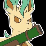 ambiguous_gender anthro brown_eyes glare gun pale_fur paws ranged_weapon rocket_launcher simple_background solo transparent_background weapon screamoshaymin nintendo pokemon eeveelution generation_4_pokemon leafeon pokemon_(species) 1:1 2025 alpha_channel bust_portrait portrait