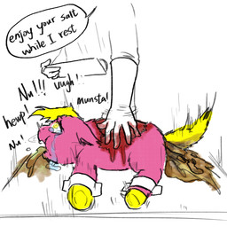 abuse animal_abuse blonde_hair blood bodily_fluids bound clothing cruelty crying dialogue dirty duo exposed_muscle faceless_character feces feral flayed fur gloves gore hair hand_on_back handwear holding_tray hooves lying on_front pain pink_body pink_fur pooping screaming shaking side_view suffering tail tears text torture tray trembling vomit vomiting wounded yellow_hooves yellow_tail young young_feral yellowcottoncandy030 fluffy_pony fluffy_pony_(species) mammal 1:1 2025 digital_drawing_(artwork) digital_media_(artwork) english_text hi_res