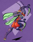 antennae_(anatomy) anthro balls butt genitals male penis presenting presenting_hindquarters purple_body red_body smile spread_wings wings metrothefox league_of_legends riot_games tencent kha'zix_(lol) arthropod absurd_res hi_res