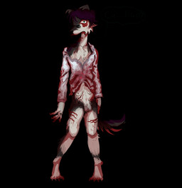 anthro blood blood_on_clothing blood_on_hand blood_splatter bloodshot_eyes bodily_fluids breasts claws clothed clothing dramatic_lighting eye_bags feet flaccid fur genitals green_eyes grey_body grey_fur gynomorph hindpaw implied_transformation intersex multi_breast nipples nosebleed one_eye_obstructed open_clothing open_shirt open_topwear partially_clothed paws penis shirt solo toe_claws topwear unbuttoned_shirt white_body white_fur white_sclera wounded iambdacore missysissy valleyos tavin_lowell canid canine canis domestic_dog mammal schnauzer trans_(lore) trans_woman_(lore)
