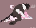 absurd_res anthro braided_tail duo equid equine femboy fur hi_res hooves horse kovu_sergal male male/male mammal mawdaddy muscular omtay pink_body pink_fur sean_horse sergal size_difference tail too_deep