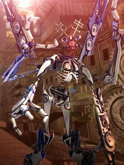 1_eye 3_fingers 4_arms big_arms blurred_background brain cable female fingers glowing glowing_eyes lens_flare light light_beam long_fingers looking_at_viewer machine multi_arm multi_limb not_furry organs outside pelvis red_eyes rib_cage skeletal solo speaker sunbeam sunlight deino_(artist) zincum_(deino) humanoid robot robot_humanoid 2018 3:4 3d_(artwork) autodesk_3ds_max_(artwork) digital_media_(artwork) hi_res warm_colors