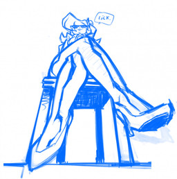 anthro breasts chair clothed clothed_anthro clothed_female clothing crossed_legs dialogue eyewear feet female foot_fetish footwear furniture glasses hair high_heels line_art_only looking_at_viewer low-angle_view on_chair shoes simple_background sitting sitting_on_chair solo text white_background worm's-eye_view oddjuice hanna-barbera swat_kats callie_briggs domestic_cat felid feline felis mammal 2017 blue_and_white english_text hi_res monochrome sketch