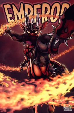 action_pose anthro balls bulge chain clothing cuffs_(clothing) fire genitals glowing glowing_eyes harness hell hood hooves leather leather_clothing leather_hood male pose red_body red_skin solo spiked_clothing spikes text thong underwear conditional_dnp draite thulmul_(gelemar) demon humanoid imp monster english_text hi_res