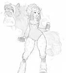 2019 5_fingers absurd_res accessory anthro athletic_wear biped bovid breasts camel_toe caprine clothing digital_media_(artwork) duo exercise exercise_clothing female fingers fitness floppy_ears fur hair headband hi_res horn kindred_(lol) lamb_(lol) league_of_legends leg_warmers legwear leotard long_ears long_hair looking_at_viewer mammal monochrome napalm_express ponytail riot_games sharp_teeth sheep simple_background small_breasts spirit teeth tencent white_background wolf_(lol) workout workout_clothing wristband