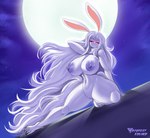 anthro areola big_breasts breasts eyebrows eyelashes female full_moon genitals hair huge_breasts long_hair looking_at_viewer moon nipples nude outside pussy red_eyes solo byghosteduard one_piece carrot_(one_piece) sulong_carrot mammal minkmen_(one_piece) absurd_res artist_name digital_media_(artwork) hi_res