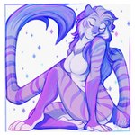 abstract_art anthro breasts casual_nudity claws eyes_closed female fur long_tail nude nude_anthro nude_female sitting smile solo striped_body striped_fur stripes tail white_breasts evaatheria evaatira felid feline mammal pantherine tiger 1:1 hi_res sketch