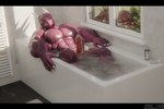 4_claws 4_fingers abs anthro aroused athletic athletic_anthro athletic_male balls barazoku barely_visible_knot bathroom bathtub bent_legs big_biceps big_muscles big_pecs big_penis biped bodily_fluids claws cum cum_bath cum_drip cum_dripping_from_penis cum_on_penis cum_pool cum_strand cum_string cumshot dripping ejaculation erection excessive_cum excessive_genital_fluids finger_claws fingers genital_fluids genitals glans grin half-closed_eyes hands-free head_spikes humanoid_genitalia humanoid_penis hybrid_genitalia hybrid_penis knot knotted_humanoid_penis knotted_penis male markings multicolored_body muscular muscular_anthro muscular_male narrowed_eyes nipples nude_anthro nude_male orange_sclera orgasm partially_submerged pecs penis pupils purple_body purple_nipples red_glans red_penis shadow sharp_teeth sitting slit_pupils smile solo spikes spikes_(anatomy) teeth thick_thighs window junatah mythology juna_(junatah) dragon lizard mythological_creature mythological_scalie reptile scalie wingless_dragon 2025 3d_(artwork) blender_(artwork) digital_media_(artwork) hi_res letterbox watermark