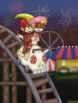 amusement_park amusement_ride anthro anthro_on_anthro blonde_hair duo female fireworks genitals hair roller_coaster sex tail vulva young young_anthro hypnofire86 donkey_kong_(series) nintendo diddy_kong dixie_kong haplorhine mammal monkey primate