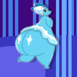 big_butt butt clothing dress eyelashes female fool's_hat hat headgear headwear huge_butt looking_back open_mouth solo water t_m_f_w deltarune undertale_(series) darkner elemental_creature humanoid mizzle_(deltarune) water_creature 1:1 absurd_res hi_res tagme
