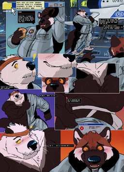 aircraft airplane anthro barazoku belly biceps biped blush bottomwear bottomwear_down bulge chest_tuft clothed clothing co-worker deltoids detailed_bulge duo erection error_message exclamation_point eye_contact eyes_closed facial_hair food footwear grin hangar jockstrap kerchief looking_at_another male male/male male_anthro manly mature_male musclegut muscular mustache navel one_eye_closed overalls overalls_down pants pants_down partially_clothed pecs sandwich_(food) shirt shoes slightly_chubby smile speech_bubble text tired topwear triceps tuft underwear undressing unwanted_erection vehicle white_clothing white_jockstrap white_underwear wink work_uniform yellow_sclera cosmictail forrest_(cosmictail) zayn_(cosmictail) hyena mammal mustelid otter sea_otter 2025 hi_res