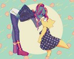 anthro barefoot blue_body blue_skin boots clothed clothing dress duo eyes_closed eyewear feet female female/female fin footwear glasses hair jacket kerchief neckerchief neckwear red_hair shoes smile teeth topwear yellow_body yellow_skin yellow_teeth urapi11037 undertale undertale_(series) alphys undyne fish lizard marine reptile scalie hi_res