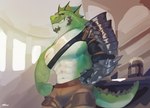 abs anthro biceps bottomwear brown_bottomwear brown_clothing brown_pants clothing frill_(anatomy) head_crest head_frill male membrane_(anatomy) membranous_frill muscular muscular_anthro muscular_male navel pants pecs shirtless solo gravytwn erenok_(kilyion) lizardman scalie 2025 colored hi_res signature