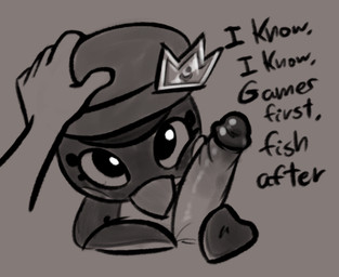 5_fingers adult_on_young age_difference anthro beak blush blush_stickers clothing dialogue disembodied_hand disembodied_penis duo erection eyelashes faceless_character faceless_male feathers female female_anthro fingers first_person_view flippers foreskin genitals glans hand_on_head hat headgear headwear humanoid_genitalia humanoid_penis imminent_sex loli male male/female male_pov penis penis_on_cheek retracted_foreskin semi-anthro talking_to_another talking_to_partner talking_to_viewer young young_anthro young_female soulcentinel abiotic_factor commander_fili avian bird penguin 2025 greyscale monochrome