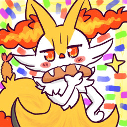 :3 ambiguous_anthro ambiguous_gender anthro big_tail biped blush bread dipstick_tail food food_in_mouth front_view hand_on_hip looking_at_viewer markings object_in_tail shrimp_(food) solo sparkles standing tail tail_markings annyui0611 nintendo pokemon braixen canid generation_6_pokemon mammal pokemon_(species) 1:1 2022 digital_drawing_(artwork) digital_media_(artwork) half-length_portrait hi_res japanese_description portrait translated_description