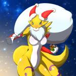 anthro blush breasts featureless_breasts featureless_crotch female fur solo tuft kemojin bandai_namco digimon canid canine digimon_(species) mammal renamon 1:1 2018 hi_res