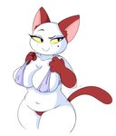 anthro big_breasts bikini breast_squish breasts camel_toe clothing eyeshadow female huge_breasts makeup nipple_outline overweight simple_background smile smirk solo squish swimwear two-piece_swimsuit white_background wide_hipped_female wide_hips freezietype animal_crossing nintendo olivia_(animal_crossing) domestic_cat felid feline felis mammal hi_res