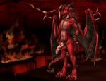 anthro claws demon dragon fire foreskin genitals hell holding_own_penis holding_penis horn humanoid_genitalia humanoid_penis male mythological_creature mythological_scalie mythology nude penis pubes scalie solo tail weisswinddragon wings