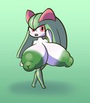 areola big_areola big_breasts big_nipples breasts female generation_3_pokemon green_background hi_res huge_areola huge_breasts huge_nipples humanoid hyper hyper_areola hyper_breasts hyper_nipples kirlia nintendo nipples not_furry pokemon pokemon_(species) puffy_areola puffy_nipples red_eyes short_stack simple_background solo sprucy