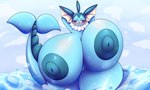 anthro areola big_breasts blue_areola blue_body blue_nipples blush breasts female genitals huge_breasts hyper hyper_breasts looking_at_viewer nipples nude overweight overweight_female pussy smile solo tail vaginal thiccbuns nintendo pokemon canid canine domestic_cat eeveelution felid feline felis generation_1_pokemon mammal pokemon_(species) vaporeon digital_media_(artwork) hi_res