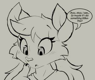 anthro blush blush_lines claws clothed clothed_anthro clothed_female clothing dialogue eyelashes female finger_claws fully_clothed fully_clothed_anthro fully_clothed_female shirt solo speech_bubble text topwear twintails_(hairstyle) muhny chloe_(muhny) domestic_cat felid feline felis mammal english_text sketch