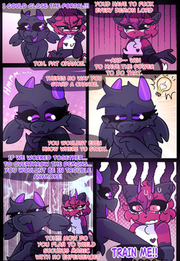 anthro black_sclera dialogue glistening horizontal_pupils horn male male_anatomy male_anthro nude nude_anthro nude_male profanity pupils purple_eyes purple_horn text halfpricesouls bovid caprine mammal sheep absurd_res comic english_text hi_res