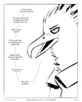 beak border clothing coat collar dialogue feathers frown male neck_tuft open_mouth simple_background solo speech_bubble topwear tuft white_background sharkinthepark luke_(sharkinthepark) accipitriform avian bird secretary_bird 2025 absurd_res black_and_white comic hi_res monochrome