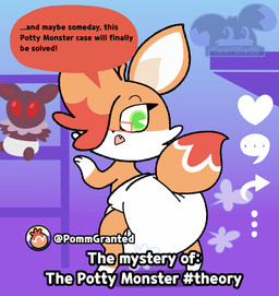 anthro clothed clothing diaper diaper_only eyewear glasses green_eyes lgbt_pride nonbinary_pride_colors pride_colors solo speech_bubble talking_to_viewer topless wearing_diaper wearing_glasses floofmoth chikn_nuggit pommgranted_(chikn_nuggit) canid canine fox mammal hi_res nonbinary_(lore)