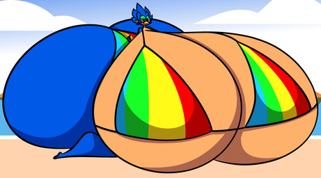 anthro big_breasts bikini breasts clothing crossgender ear_piercing ear_ring female heart-shaped_sunglasses huge_breasts hyper hyper_breasts multicolored_bikini multicolored_clothing multicolored_swimwear piercing ring_piercing solo swimwear two-piece_swimsuit puffylover1 sega sonic_the_hedgehog_(series) sonic_the_hedgehog eulipotyphlan hedgehog mammal absurd_res hi_res