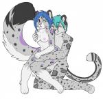 anthro anthro_on_anthro balls blue_hair breast_grab breasts duo female fur genitals hair hand_on_breast male male/female markings nude pussy sex spots spotted_body spotted_fur cheche sevrah felid mammal pantherine snow_leopard 2014 character_request hi_res