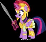 armor feathered_wings feathers female feral galea glowing hair horn levitation magic melee_weapon purple_body purple_eyes purple_feathers purple_hair simple_background solo sparkles sword weapon wings vector-brony friendship_is_magic hasbro my_little_pony mythology twilight_sparkle_(mlp) equid equine mammal mythological_creature mythological_equine winged_unicorn absurd_res alpha_channel hi_res