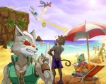 anthro beach blue_body blue_fur blue_hair bottomwear butt cliff clothing detailed_background eyewear female fur group hair heart_symbol male melanistic outside plant sand seaside shorts sky smile sport sun sunglasses tree umbrella volleyball water white_body white_fur wata_imo nintendo star_fox andrew_oikonny falco_lombardi fox_mccloud krystal_(star_fox) leon_powalski panther_caroso pigma_dengar slippy_toad wolf_o'donnell amphibian avian bird canid canine canis chameleon domestic_pig felid flap-necked_chameleon fox frog haplorhine japanese_macaque lizard macaque mammal monkey old_world_monkey pantherine primate reptile scalie suid suine sus_(pig) toad_(frog) wolf