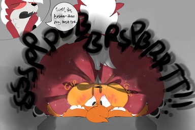 bodily_fluids butt excessive_sweat facesitting fart fart_cloud fart_fetish farting_in_mouth feral fur grey_background grey_fart_cloud male male/male musk open_mouth orange_body orange_fur red_body red_fur shart simple_background sitting sitting_on_another smelly smelly_butt stink_fumes swallowing swallowing_fart sweat sweaty_butt text sparkothefailure nintendo pokemon sparko_(sparkothefailure) canid canine felid feline generation_7_pokemon lycanroc mammal midnight_lycanroc pokemon_(species) english_text hi_res
