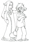 anthro cigarette clothed clothing coat duo ear_piercing glamfur hair intimidation long_coat long_hair male marium piercing short_hair smoking tail topwear zeriara charles_ramirez mammal procyonid raccoon black_and_white line_art monochrome