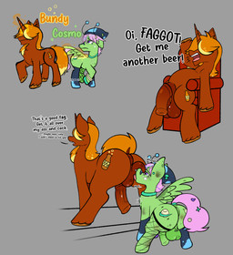 abuse alcohol animal_genitalia animal_penis ball_lick balls balls_on_face band-aid bandage bandage_on_face beanie beer beverage big_balls big_penis bruised clothing degradation dialogue duo ear_piercing equine_genitalia equine_penis facial_piercing feral fishnet_clothing fishnet_legwear from_behind_position genital_piercing genitals hat headgear headwear homophobic_slur horn jewelry kiss_mark kiss_mark_on_balls kiss_mark_on_penis legwear licking male male/male markings necklace nose_piercing oral penis piercing quadruped raised_tail rear_view scrotum_piercing sex sitting size_difference slur spots spotted_body stockings tail text threatening tongue tongue_piercing wing_boner wings raccoon_mints mythology bundy_dusk cosmo_(raccoon_mints) equid equine horse mammal mythological_creature mythological_equine pegasus pony unicorn absurd_res english_text hi_res