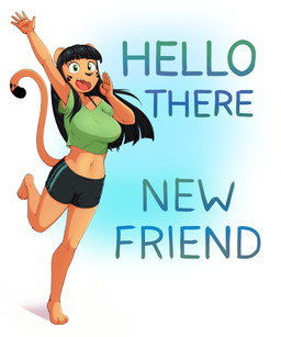 3_toes anthro barefoot black_hair black_nose bottomwear clothing feet female fur green_clothing green_eyes green_shirt green_topwear hair orange_body orange_fur shirt shorts simple_background solo spots straight_hair text toes topwear white_background b0liy0 yocel_(b0liy0) felid jaguar mammal pantherine 5:6 absurd_res hi_res
