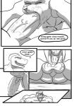2014 anthro balls being_watched big_balls big_dom_small_sub blush bodily_fluids canid canine comic cum cum_on_balls cum_on_face cum_on_penis dialogue digital_drawing_(artwork) digital_media_(artwork) dominant duo_focus english_text erection eyes_closed generation_1_pokemon genital_fluids genitals greyscale group hi_res humanoid kneeling looking_at_another machamp machoke male male/male male_penetrated male_penetrating male_penetrating_male mammal monochrome mouse murid murine muscular nintendo oral penetration penis pokemon pokemon_(species) precum rodent ryusuke573 sex sitting size_difference smaller_penetrated spa teeth text towel voyeur xalex14