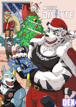^_^ anthro armwear badge biceps black_bottomwear black_clothing black_collar black_finger_claws black_fingerless_gloves black_gloves black_handwear black_jacket black_pants black_sclera black_shirt black_tank_top black_topwear bodily_fluids bottomwear box christmas_clothing christmas_decorations christmas_headwear christmas_ornament christmas_present christmas_tree city cityscape claws clothing coat coat_over_shoulders collar container costume drooling ear_piercing ear_ring elbow_gloves electronics eyes_closed eyewear feathered_wings feathers female finger_claws fingerless_gloves forearm_muscles fur gift gloves gold_(metal) gold_ear_ring grey_clothing grey_hair grey_sweater grey_topwear group hair handwear hat headgear headphones headwear highlights_(coloring) holding_bag holding_box holding_container holding_gift holding_object holding_object_above_head holding_present holidays inside jacket jewelry leather leather_clothing leather_jacket leather_topwear logo long_hair male markings multicolored_body multicolored_fur necklace on_box open_mouth opening opening_box orange_body orange_fur orange_highlights ornament pants pecs piercing plant ponytail red_badge red_bottomwear red_clothing red_coat red_curtains red_eyes red_gloves red_handwear red_hat red_headwear red_pants red_topwear ring_piercing saliva santa_costume santa_hat shirt short_ponytail silver_(metal) silver_jewelry silver_necklace sleeveless_jacket smile snow snowing starry_eyes striped_body striped_fur striped_hair striped_markings striped_tail stripes sunglasses sweater tail tail_markings tan_hair tank_top teal_body teal_feathers teal_hair text tongue topwear tree two_tone_body two_tone_fur white_body white_fur white_hair window wings wrapping_paper yellow_eyes dex_(artist) christmas dislyte lilith_games freddy_(dislyte) javid_(dislyte) jin_qiu_(dislyte) ming_shuo_(dislyte) tang_yun_(dislyte) animal_humanoid avian avian_humanoid canid canine canis felid haplorhine human humanoid lion macaque mammal monkey old_world_monkey pantherine primate tiger wolf 2024 artist_name hi_res