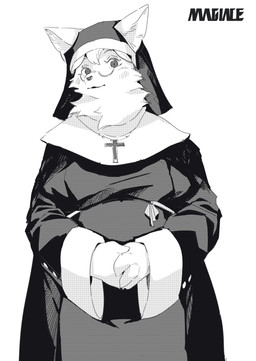 anthro beads christian_symbol clothed clothing cross eyewear female fluffy fully_clothed fur furgonomics glasses habit hair hands_together kemono looking_at_viewer mature_anthro mature_female neck_tuft nun pince-nez prayer_beads religion religious_symbol rosary solo standing tuft white_body white_fur white_hair magiace christianity canid canine canis mammal wolf absurd_res black_and_white dithering hi_res monochrome screentone