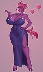 3:5 absurd_res anthro anthrofied big_breasts blue_eyes breasts broken_horn clothing dress equid equine female friendship_is_magic fur hair hasbro heart_symbol hi_res hooves horn huge_breasts mammal my_little_pony my_little_pony:_the_movie_(2017) mythological_creature mythological_equine mythology nauth purple_body purple_fur purple_hair solo tempest_shadow_(mlp) unicorn