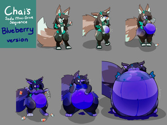 ambiguous_gender anthro antlers armwear belly belly_expansion belly_inflation berry_juice beverage big_belly blueberry_inflation blueberry_juice bodily_fluids body_inflation bottomwear burping clothed clothing enthusiastic expansion fishnet_armwear fishnet_clothing fishnet_legwear fishnet_topwear horn huge_belly hyper hyper_belly immobile inflation juice_(beverage) leaking legwear open_mouth shorts simple_background smile soda_inflation spherical_inflation tail text thick_thighs topwear torn_clothing torn_legwear unusual_bodily_fluids wings starrydraco mythology chai_(starrydraco) canid canine dragon hybrid mammal mythological_creature mythological_scalie scalie therrigon digital_media_(artwork) hi_res sequence