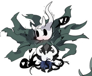 2_horns 3_horns ambiguous/ambiguous ambiguous_gender anthro black_body black_eyes black_fluid black_tentacles blue_cloak blue_clothing blush bodily_fluids bottomless breath cloak clothed clothing duo exclamation_point face_fucking green_cloak green_clothing hand_on_head heart_symbol horn irrumatio larger_sub multi_horn oral penile penis_in_mouth question_mark restrained restrained_by_tentacles restrained_legs sex shaking sibling_incest simple_background size_difference spiked_tentacles spikes spikes_(anatomy) submissive tears tentacle_on_leg tentacle_sex tentacles tremble_lines trembling white_background white_head oxide_cat hollow_knight_(franchise) team_cherry lost_kin_(hollow_knight) the_knight_(hollow_knight) arthropod insect vessel_(species) 2025 digital_media_(artwork) shaded simple_shading sketch incest_(lore) nonbinary_(lore) sibling_(lore)