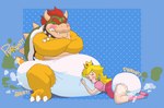anthro big_diaper blush bodily_noises clean_diaper clothed clothing collar crossed_arms diaper diaper_puff duo eyes_closed fart fart_cloud fart_fetish female footwear male onomatopoeia shell simple_background sitting socks sound_effects spiked_collar spiked_shell spikes spikes_(anatomy) text wearing_diaper poofypludo mario_bros nintendo bowser princess_peach human koopa mammal scalie digital_media_(artwork) hi_res