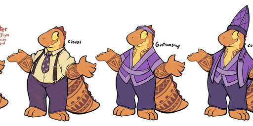 3_toes 4_fingers accessory anthro arm_tattoo bottomwear chest_tattoo clothing costume description feet fingers male necktie no_shoes nude orange_body orange_scales pants purple_clothing robe scales shirt solo tail tail_tattoo tattoo text thick_tail toes topwear torn_clothing yellow_eyes boot_(artist) carpenter_(boot) lizard reptile scalie 2020 english_text hi_res model_sheet